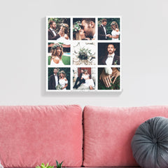Custom Collage 9 Wedding Photo Square Canvas Print