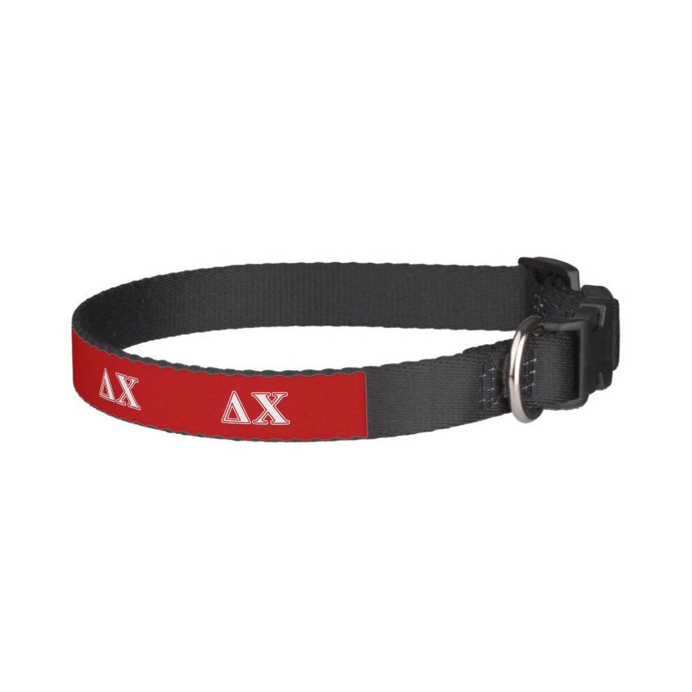 Delta Chi White and Red Letters Pet Collar
