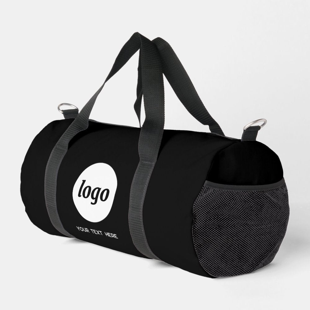 Logo Text Promotional Business Black Duffle Bag