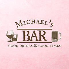 Custom Bar Personalized Gift Rustic Good Drinks  Wall Decal