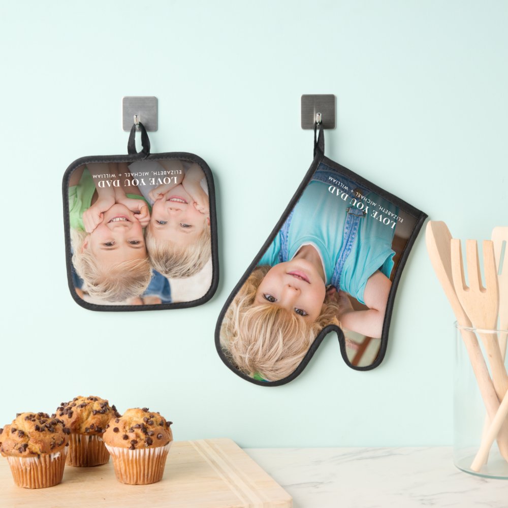 Dad Love You Photo Oven Mitt & Pot Holder Set
