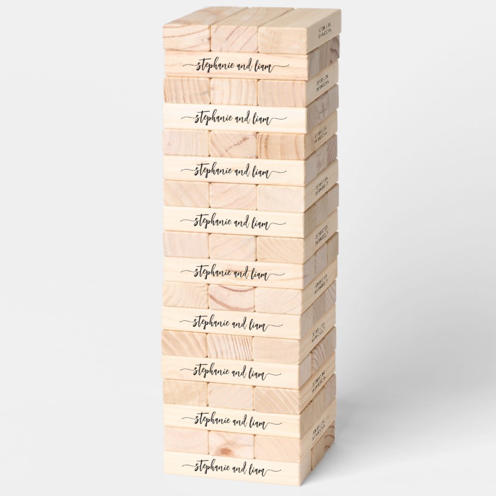 Personalized Wedding Lawn Game Giant Topple Tower