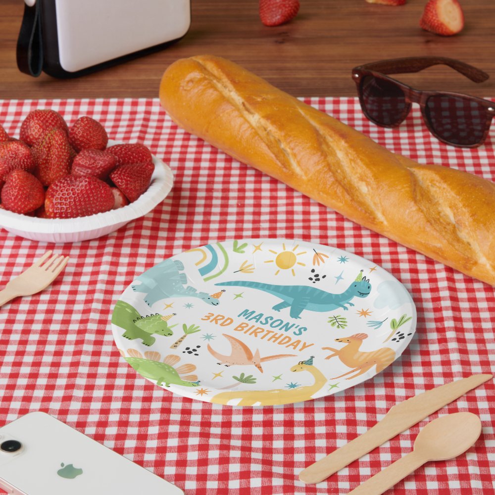 Blue Dinosaur Birthday Party  Paper Plates