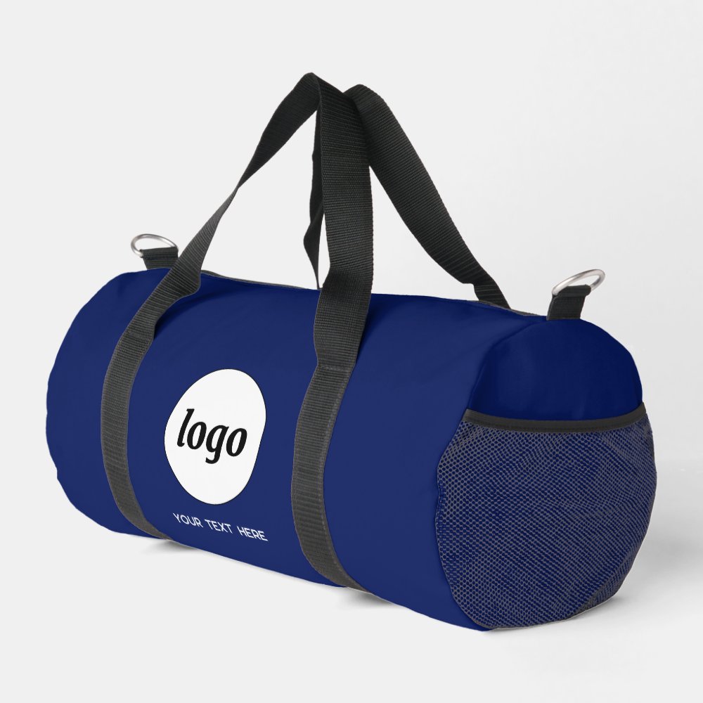 Logo Text Promotional Business Navy Blue Duffle Bag