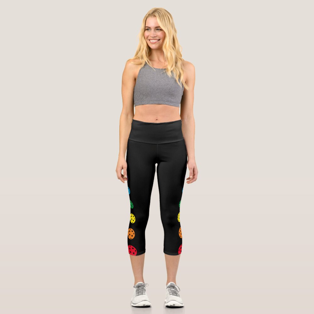 Pickleball Leggings Gray Rainbow Crop Capri