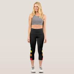 Pickleball Leggings Gray Rainbow Crop Capri