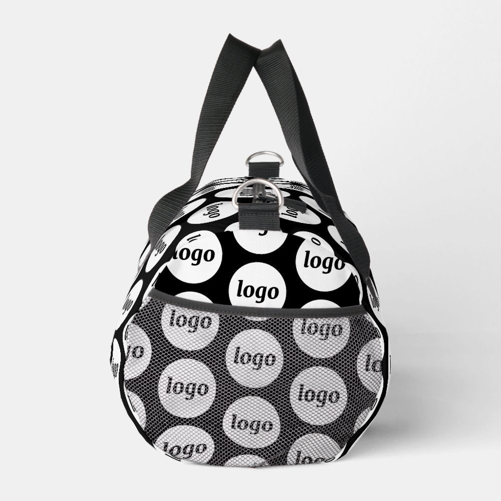 Logo Pattern Promotional Business Black Duffle Bag