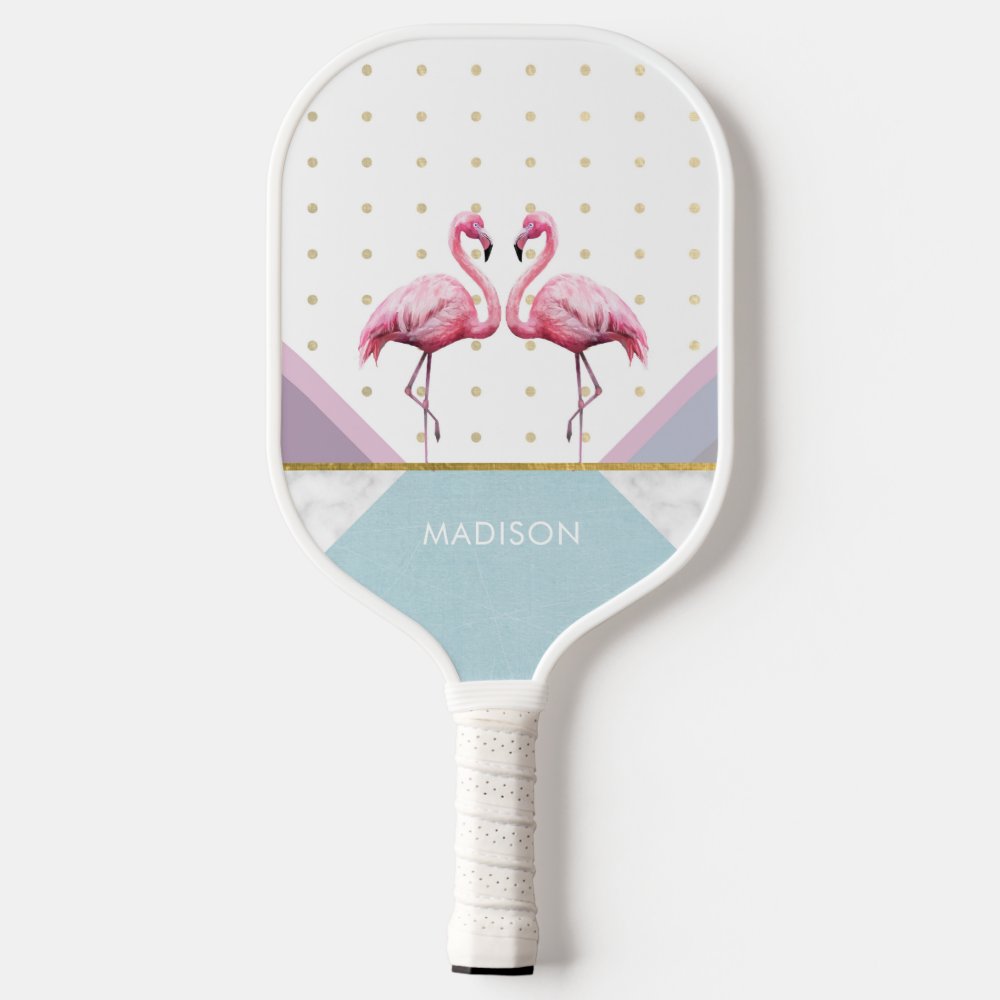 Modern Trendy Flamingo Pink Girly Name Pickleball Paddle