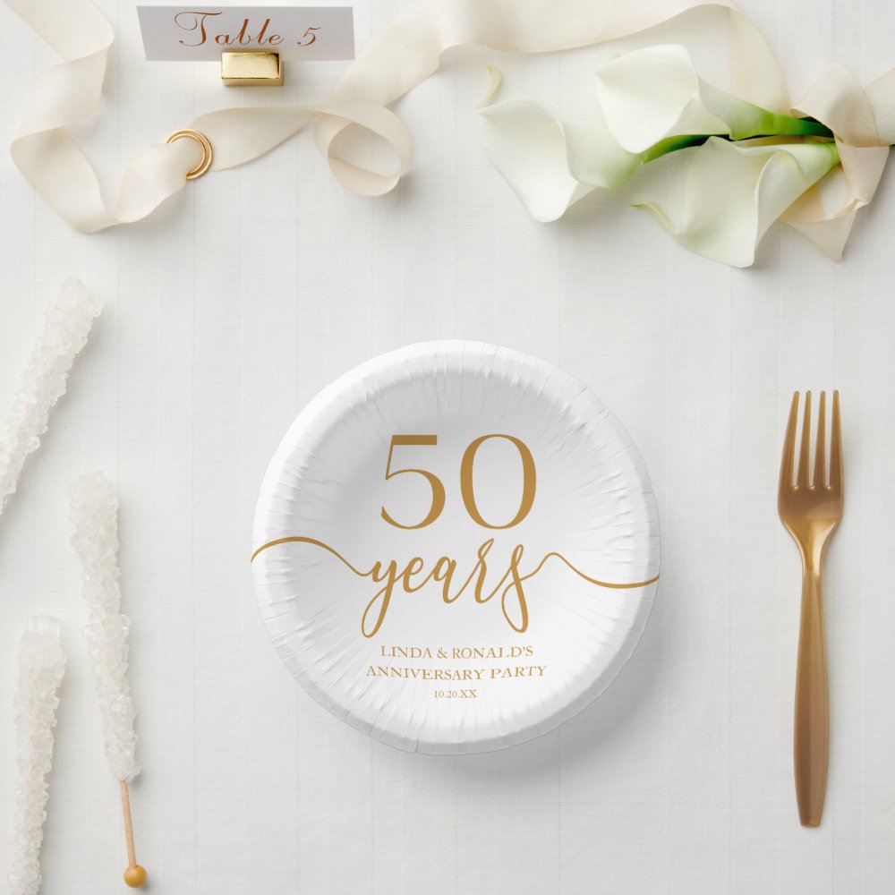 Elegant Champagne 50th Wedding Anniversary Paper Bowls