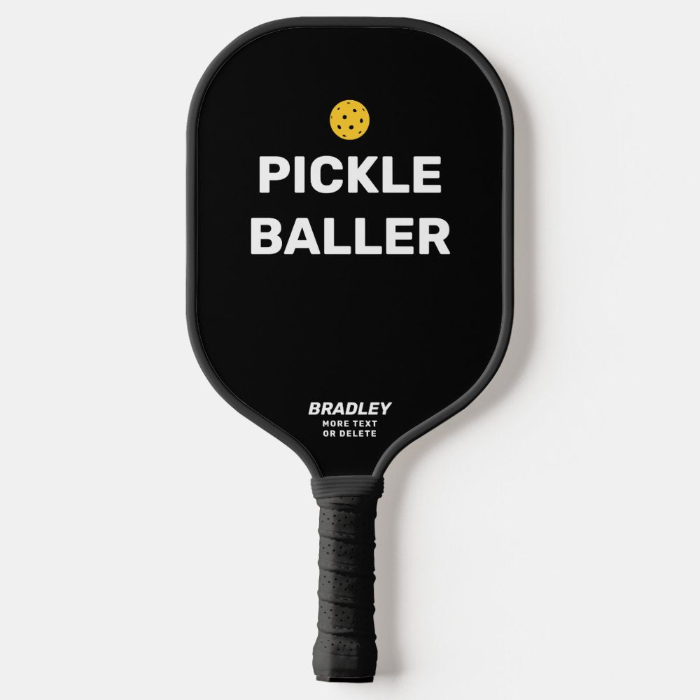 Funny Pickleballer Custom Text Name Pickleball Paddle