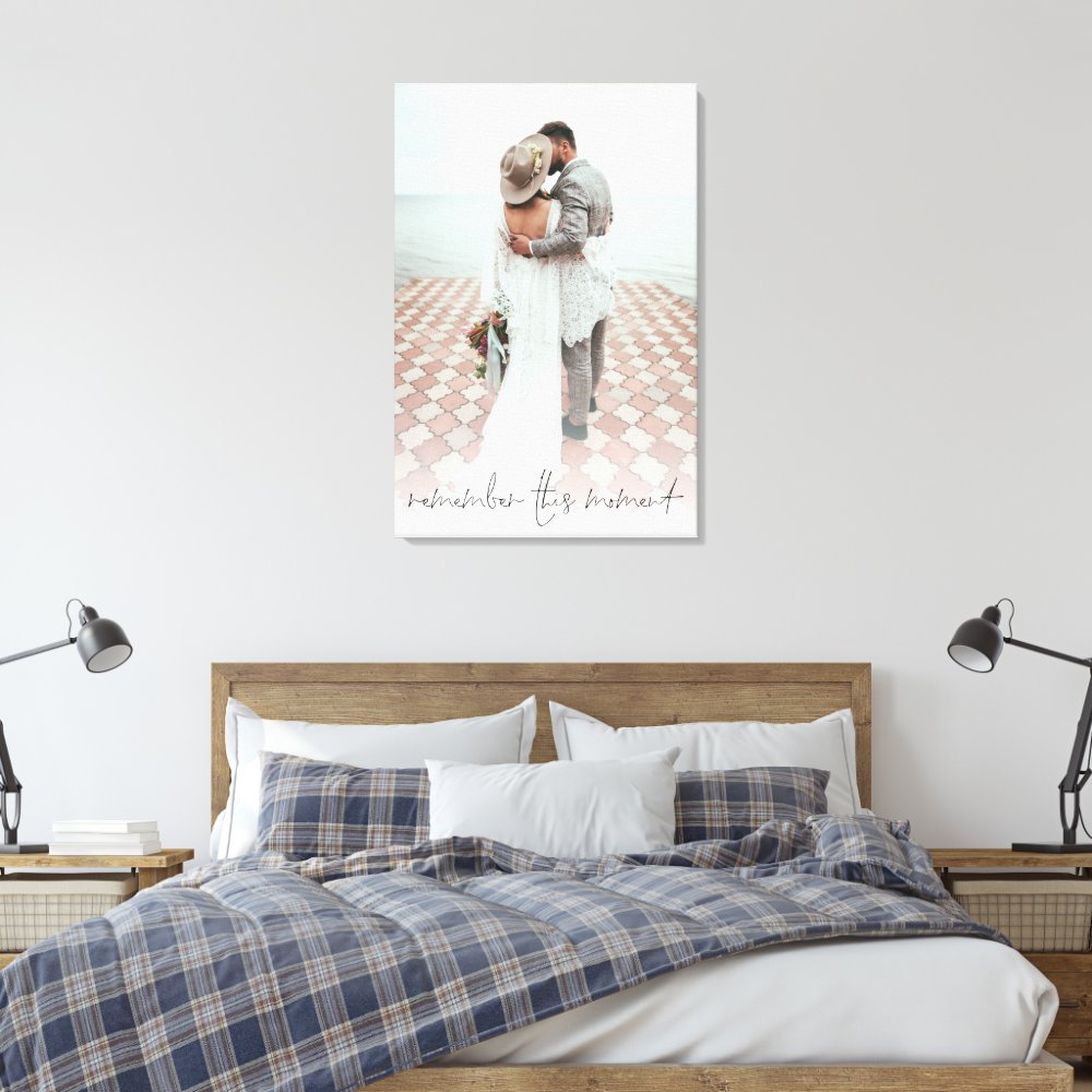 Script Couple Photo Remember This Moment Wedding  Canvas Print
