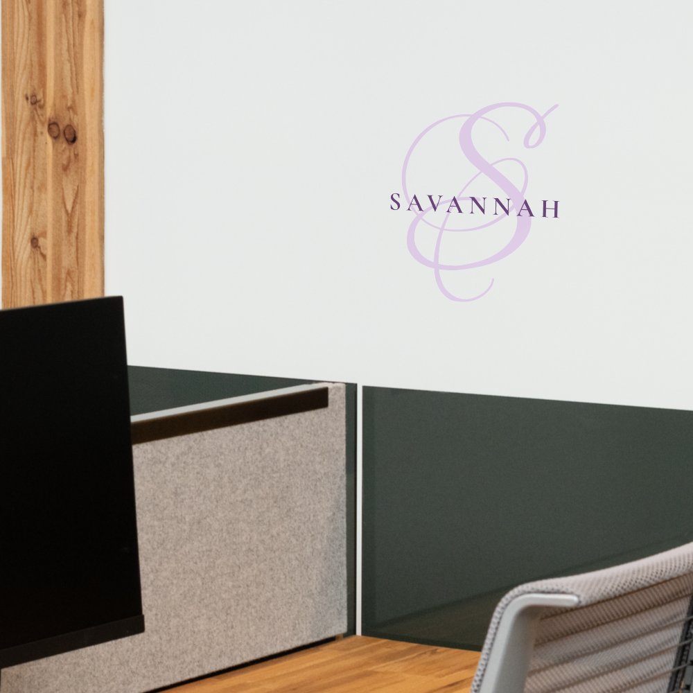Modern Stylish Monogram Script Blush Name Wall Decal