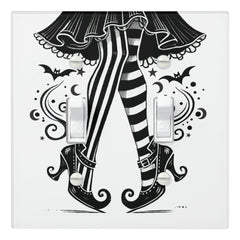 Black & White Witch Legs Whimsical Halloween  Light Switch Cover