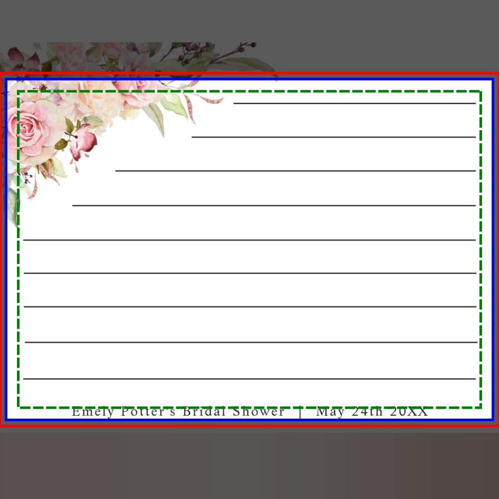 Pink, Rose Gold Floral Bridal Shower Recipe Card