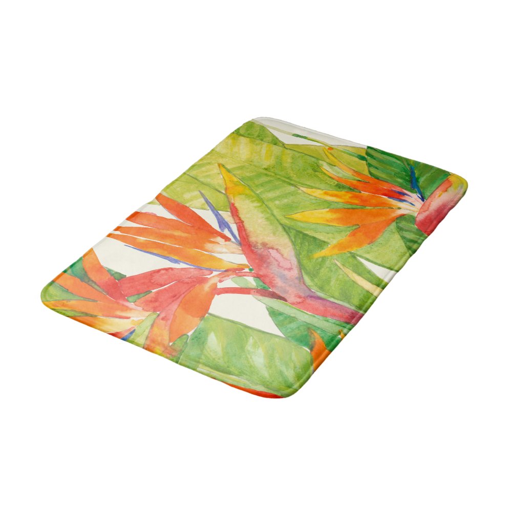 Tropical Flowers | Bird of Paradise Bathroom Mat