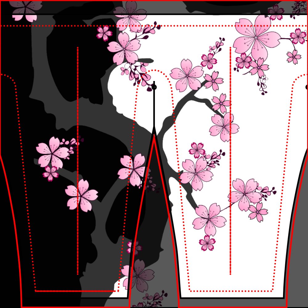 Japanese Kimono Black and White Leggings