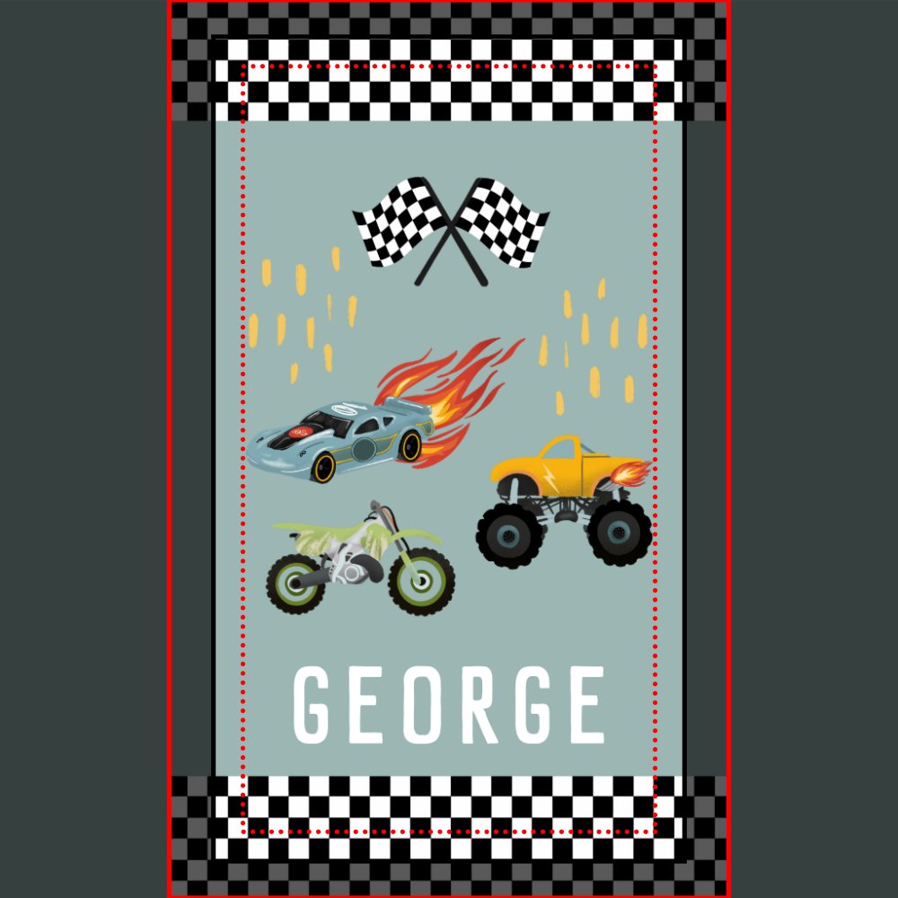 Boys Cool Blue Racing Car Kids Bath Towel Set