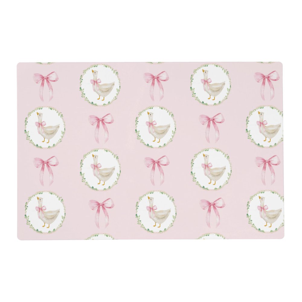 Goose Blush pink Bow Pastel Girl Birthday  Placemat