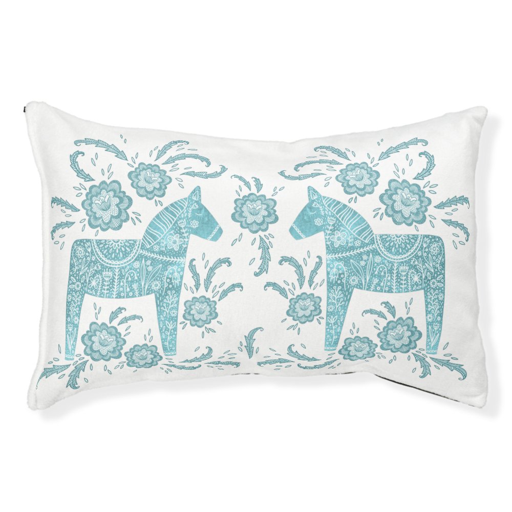 Swedish Dala Horse Green and White Pet Bed