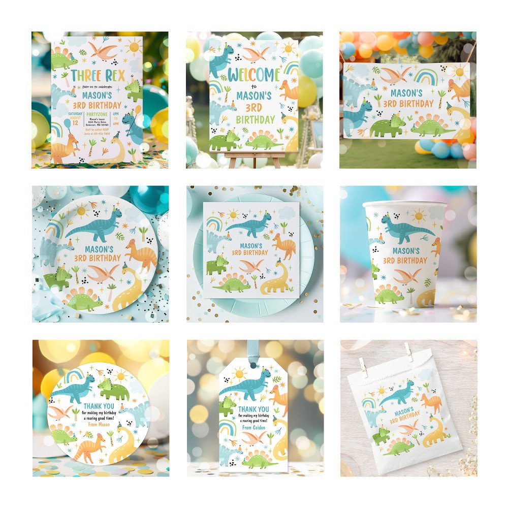 Blue Dinosaur Birthday Party  Paper Plates
