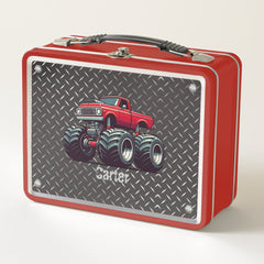 Red monster truck  metal lunch box