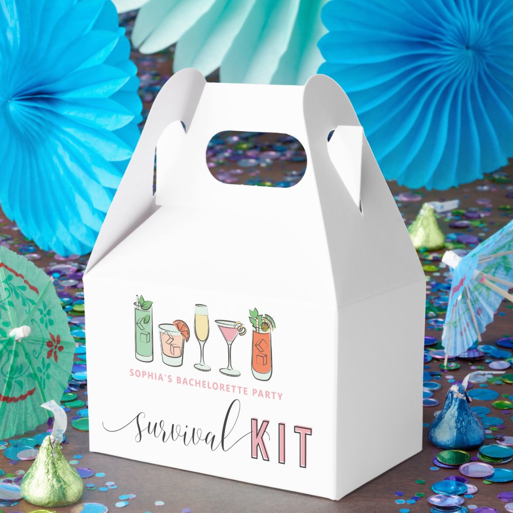 Cocktail Bachelorette Survival Kit Favor Box