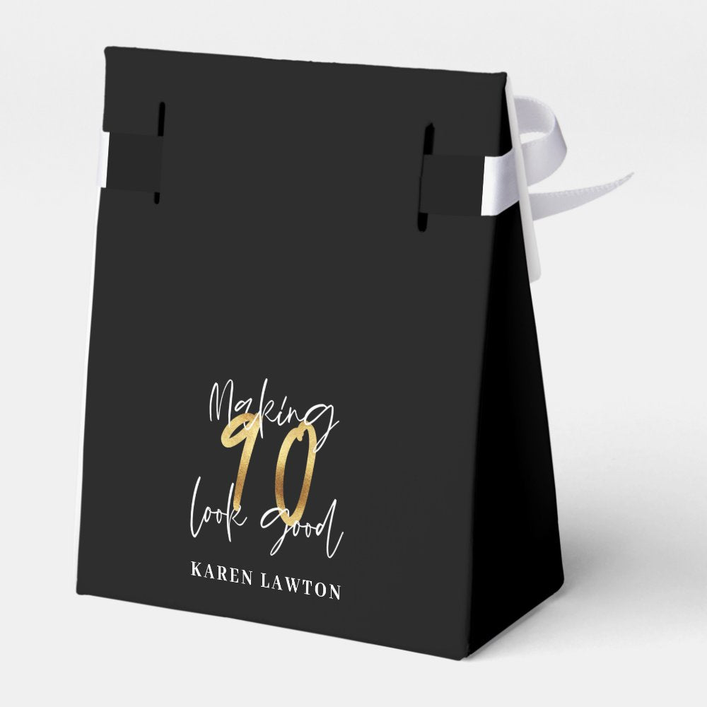 Making 90 look good gold birthday favor box