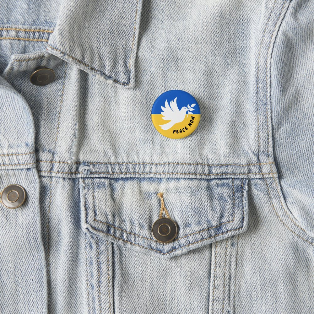 Peace Heart Love I Stand With Ukraine button