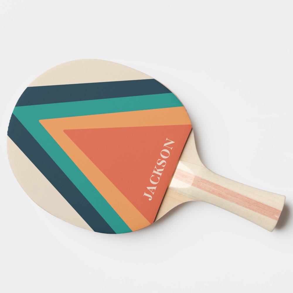 Cool Stylish Retro Stripes Personalized Ping Pong Paddle