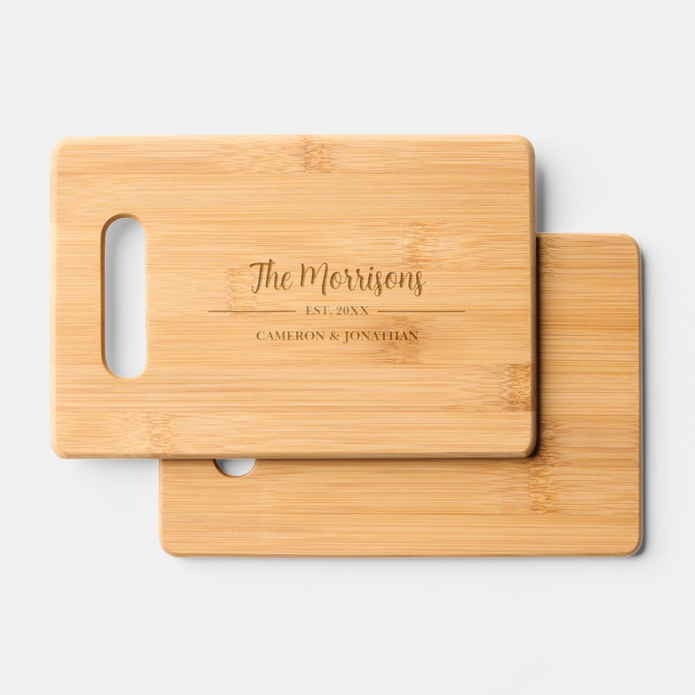 Simple Script Calligraphy, Personalized Names Engraved Cutting Board