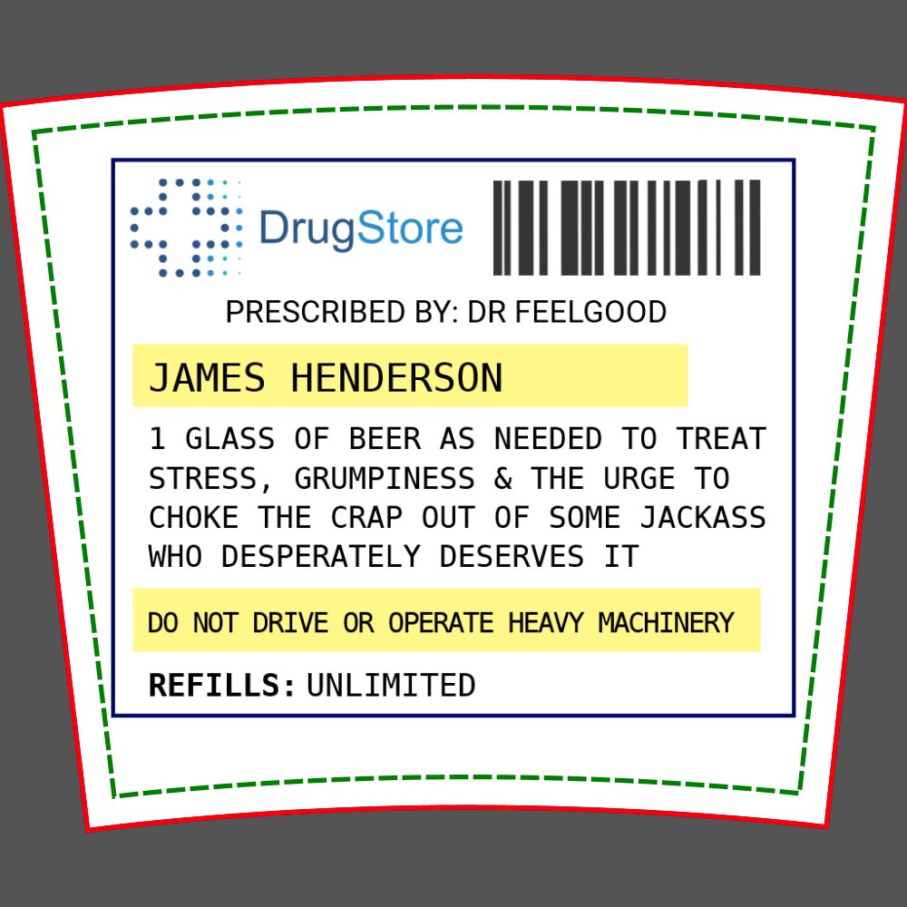Personalized funny beer/cider prescription glass