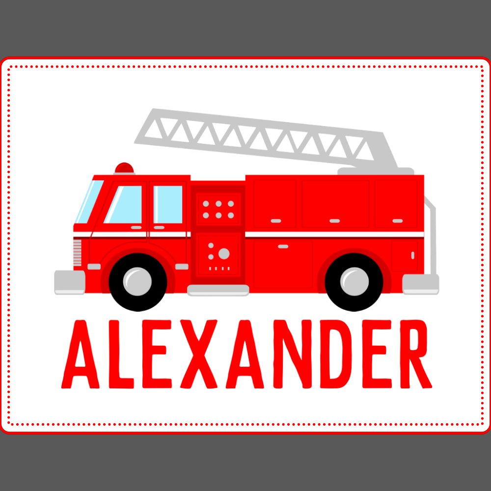 Fire Truck Kids Name Metal Lunch Box