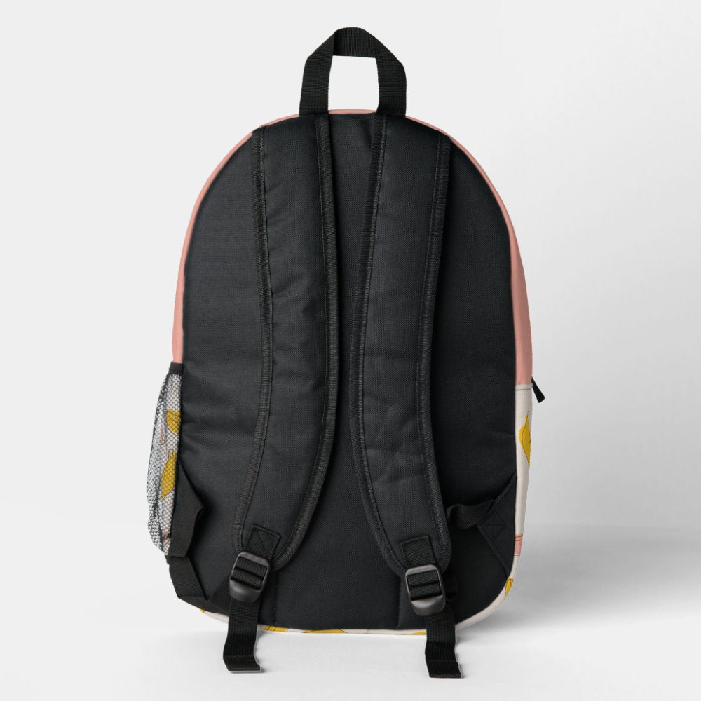 Cute Pink & Yellow Banana Pattern Printed Backpack