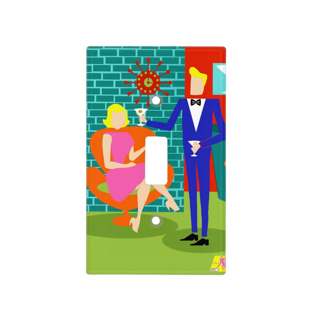 Retro Martini Couple Light Switch Cover