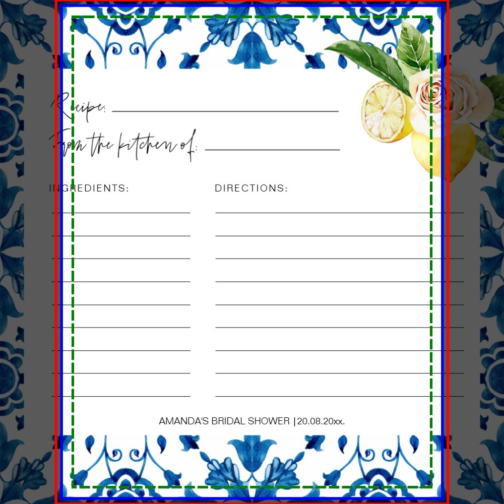Mediterranean Blue Tiles Italy Recipe Cards