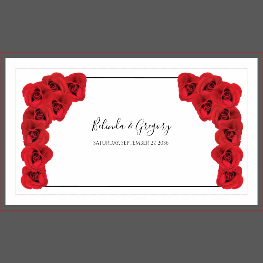 Red Roses Wedding Table Number Place Card Holder