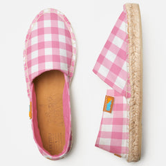 Girly Pink Gingham Pattern Espadrilles