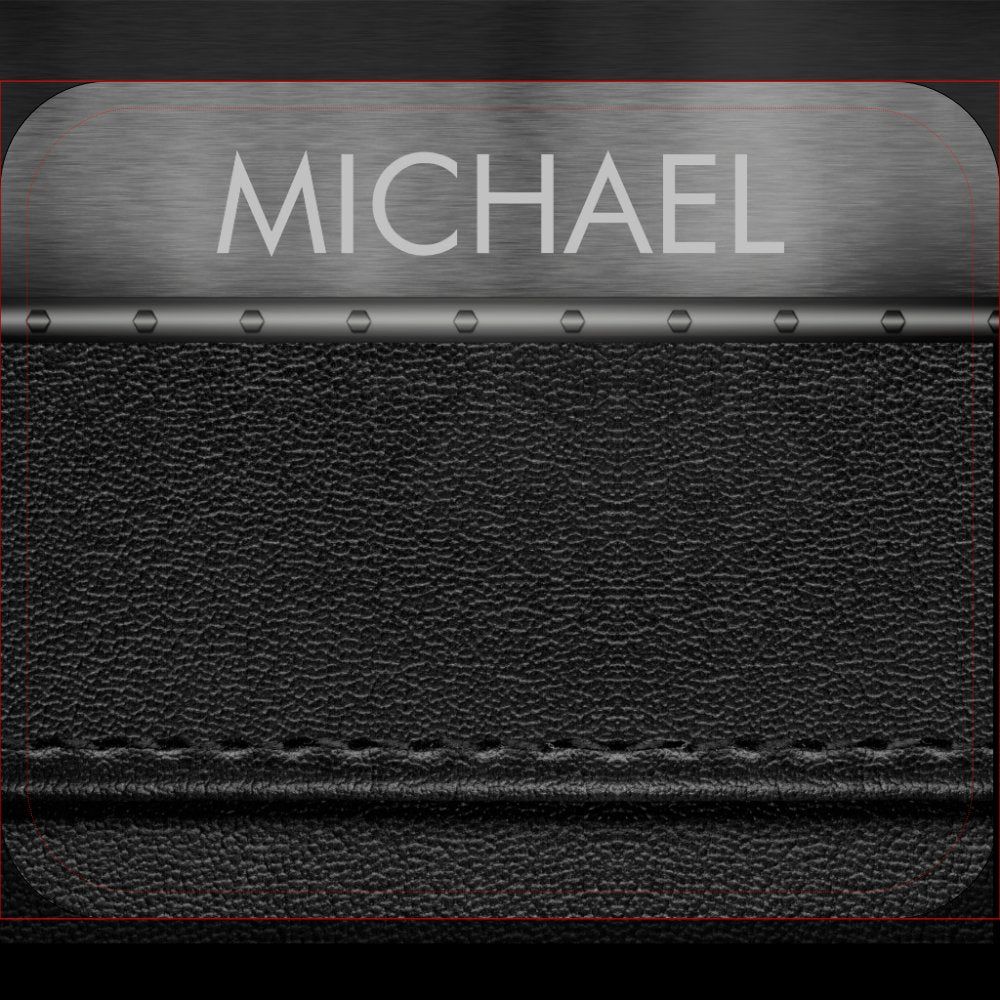 Black Leather Look Metal Band Monogram    Mouse Pad