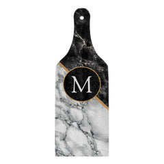 Custom Letter Black White Marble Cutting Board