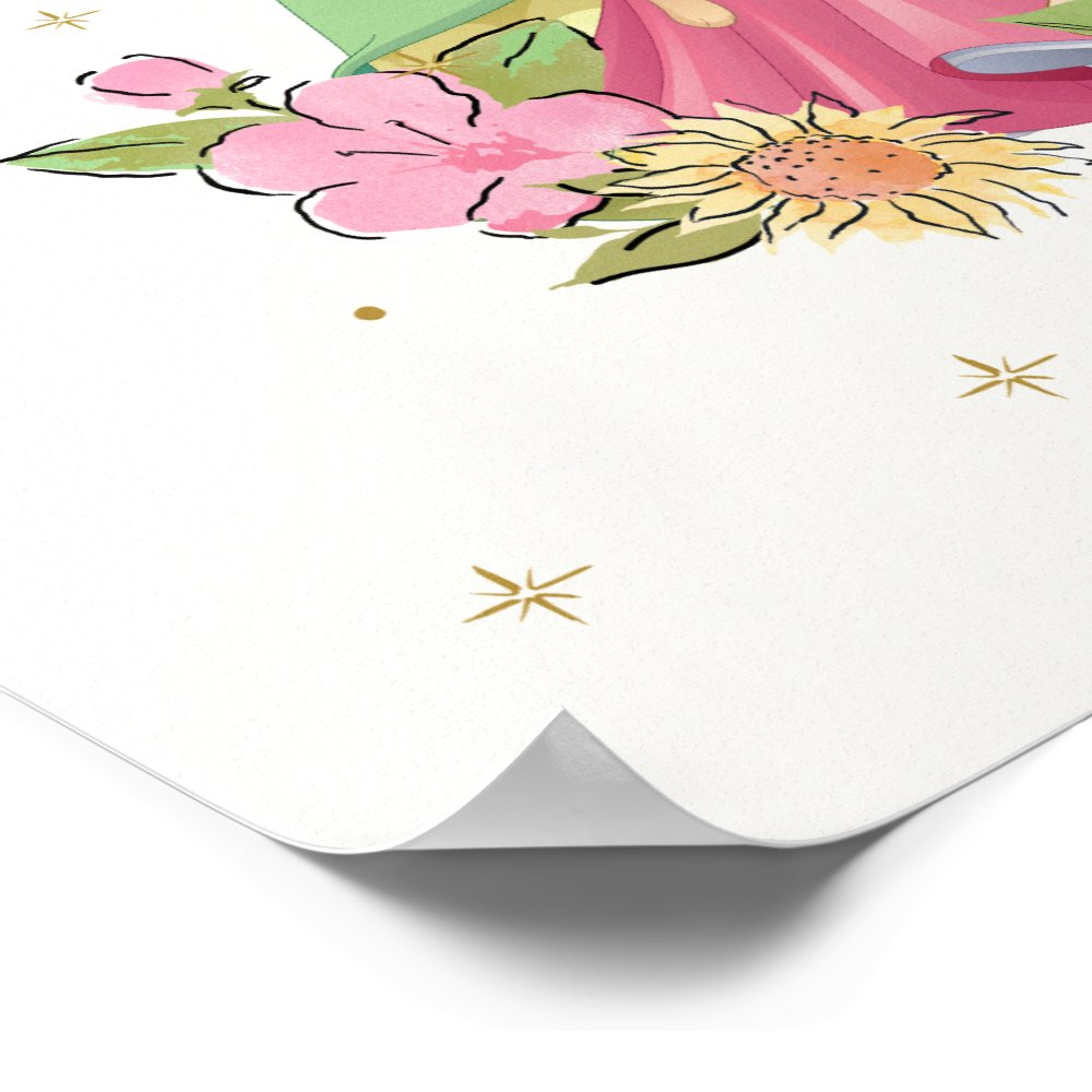 Personalized Disney Princess Floral Poster