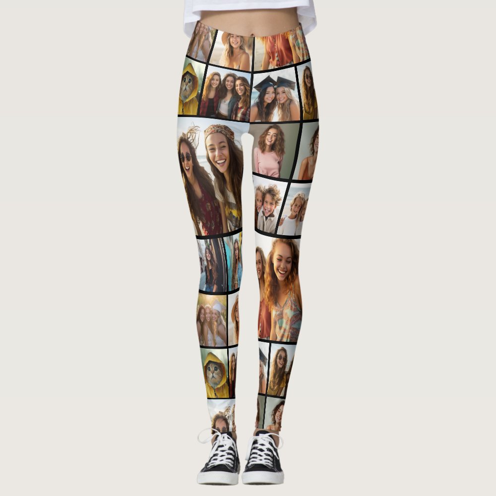 Create a Custom Photo Collage with 14 Photos Leggings