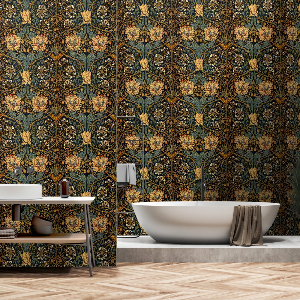 William Morris Honeysuckle Pattern Wallpaper