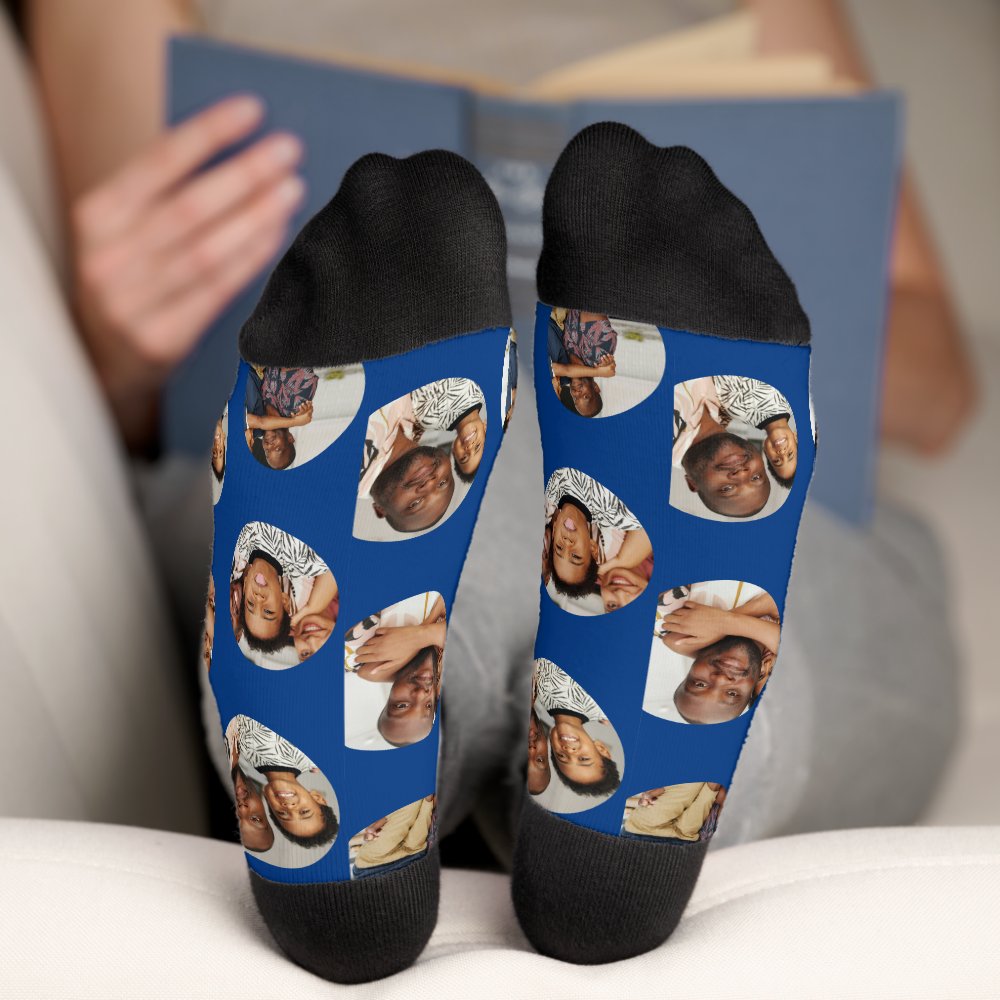 4 Photo Collage Worlds Best Dad Socks