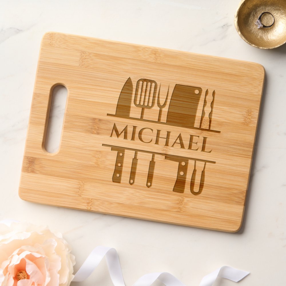 Barbecue BBQ Cook Monogram Chef Grilling Engraved Cutting Board