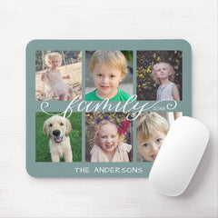Family Calligraphy | 6 Photo Collage Mouse Pad