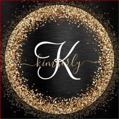 Custom Gold Glitter Black Sparkle Monogram Wine Charm