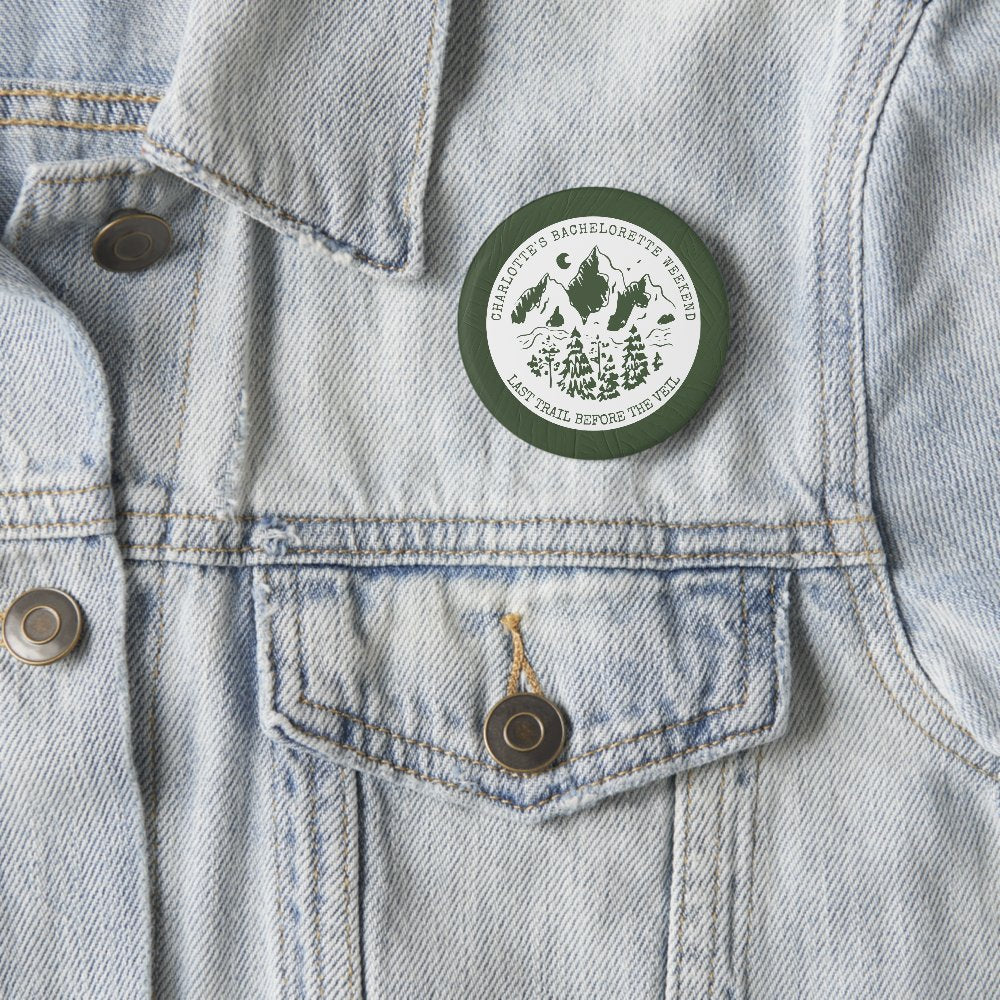 Modern Simple Camping Weekend Bachelorette Party Button