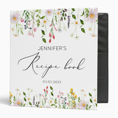Wildflowers elegant bridal shower recipe book 3 ring binder