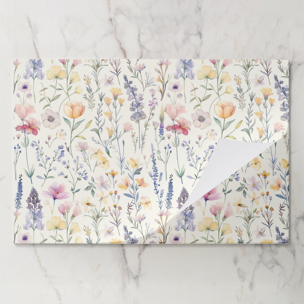 Wildflowers Paper Placemat, Floral Party Table Mat