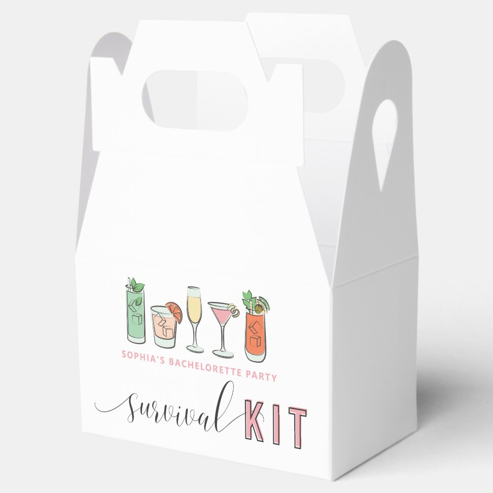 Cocktail Bachelorette Survival Kit Favor Box